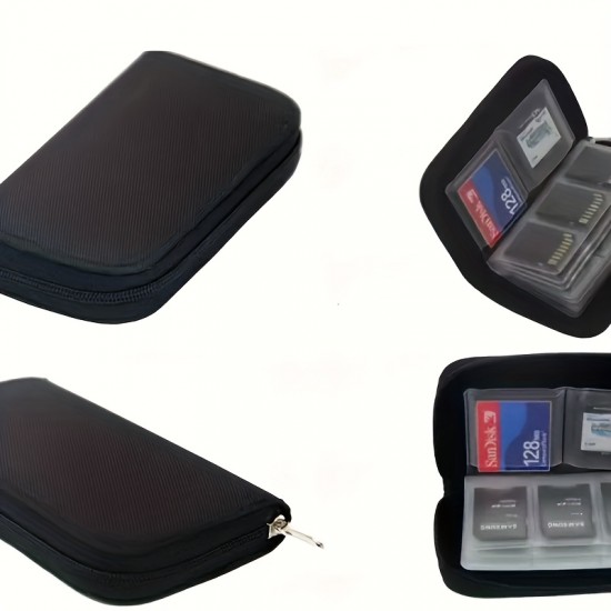 1pc Portable Multi-Function PVC Camera Card Storage Bag - Safely Storage For CF, SD And Switch Memory Cards! Keep Your Memory Cards Organized - Portable Memory Card Storage Bag With 18 SD Card Slots And 4 CF Card Slots