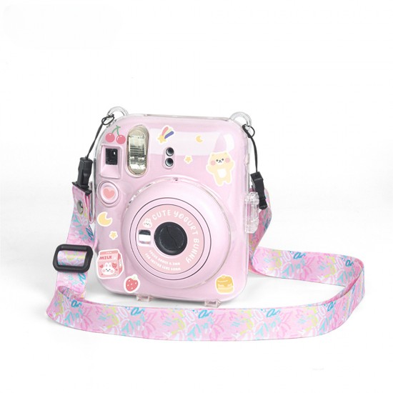 Clear Case Compatible With Polaroid Instax Mini12 Only, Crystal Case Includes Photo Transparent Storage Box, Strap, Sticker