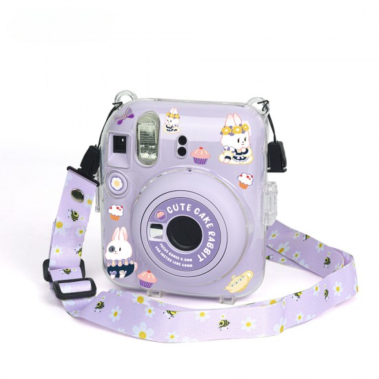 Clear Case Compatible With Polaroid Instax Mini12 Only, Crystal Case Includes Photo Transparent Storage Box, Strap, Sticker