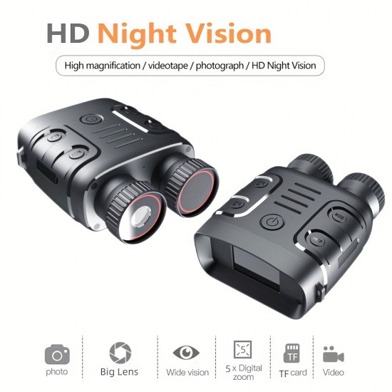 1080P Binocular Infrared Night-Visions Device 5X Binocular Day Night Use Photo Video Taking Digital Zoom For Hunting Boating,Battery Powered (included 2000mAh);thansgiving Christmas New Year Gift