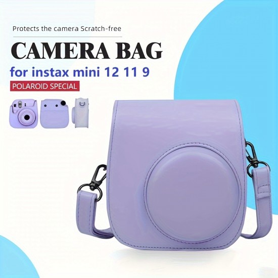 Case For Instant Mini 12 Protective Case For Fujifilm Instax Mini 12/11 Camera, PU Faux Leather Camera Bag With Pocket And Removable & Adjustable Strap