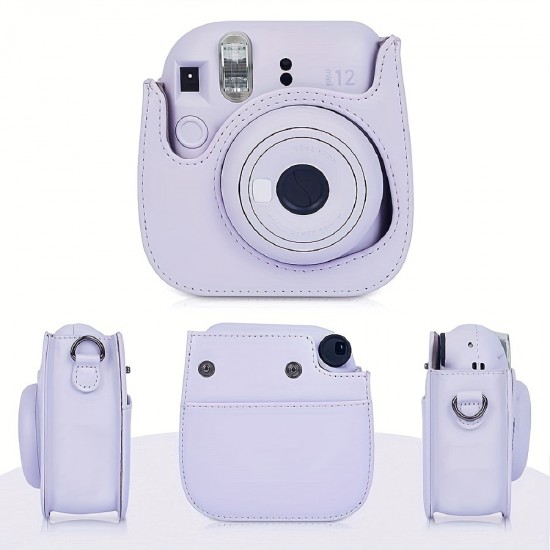 Case For Instant Mini 12 Protective Case For Fujifilm Instax Mini 12/11 Camera, PU Faux Leather Camera Bag With Pocket And Removable & Adjustable Strap