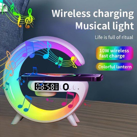 Multi-functional Wireless Charger Pad Stand Speaker TF RGB Night Light 15W Fast Charging Station For Smartphone