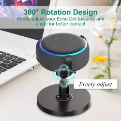 Stand For Echo Dot 3rd Generation, 360Â° Adjustable Table Holder, Space-Saving Dot Accessories With Cable Management, Non Muffled Sound Original Outlet Bracket Mount For Smart Home Speaker,  Black, White