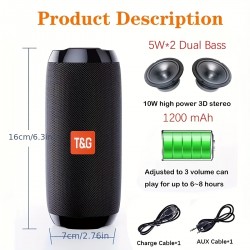 T&G117 Wireless Speakers,MusiBaby Speaker,Outdoor, Portable,TF\\Flach Drive Data Read,Wireless Speaker, Wireless5.3,Loud Stereo,Booming Bass-Charge Speakers For More Louder Volume And Longer Service Lifetimes