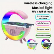 New Wireless Speakers With Wireless Fast Charging Rhythm RGB Light, Bar Smart Light, Sunrise Alarm Clock, WakeUp Light For Bedrooms, Dimmable Table Lamp