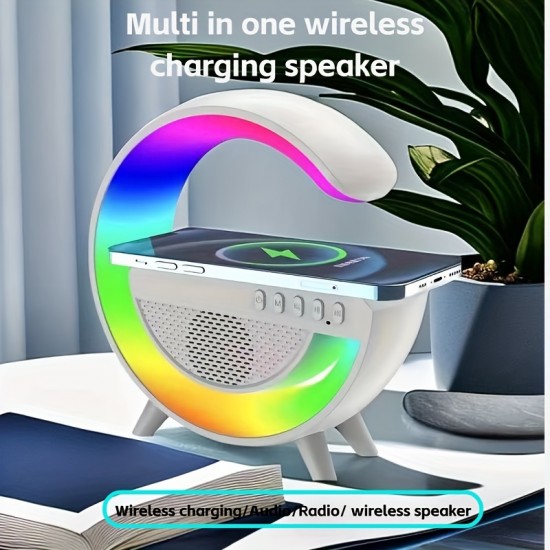 New Wireless Speakers With Wireless Fast Charging Rhythm RGB Light, Bar Smart Light, Sunrise Alarm Clock, WakeUp Light For Bedrooms, Dimmable Table Lamp