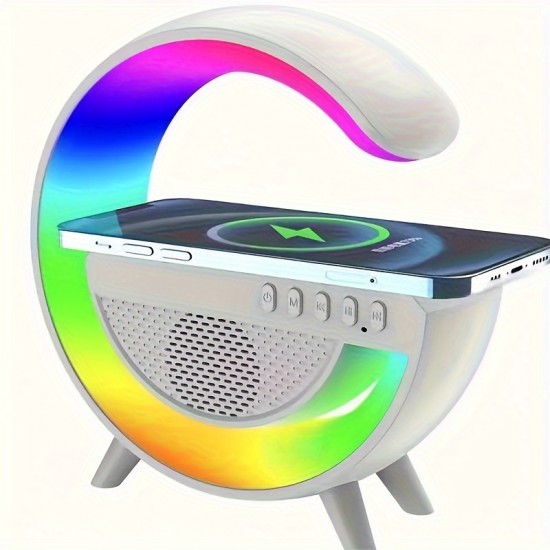 New Wireless Speakers With Wireless Fast Charging Rhythm RGB Light, Bar Smart Light, Sunrise Alarm Clock, WakeUp Light For Bedrooms, Dimmable Table Lamp