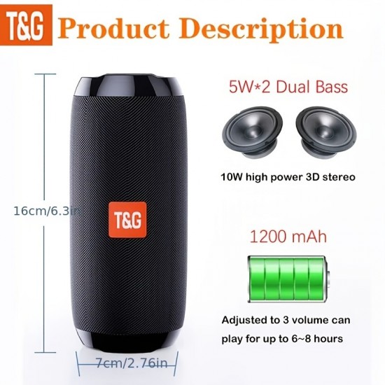 Portable Wireless Bass Speaker: Enjoy Music Anywhere With T&G's Charging Cable, Aux Cable, FM TF USB Plug-in Card!