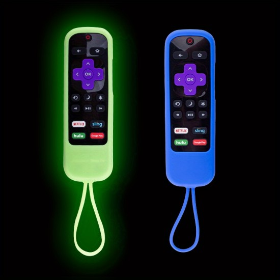 2 Pcs Rock Silicone Remote Control Protective Cover In Night Light Color, 2 Pieces Of Matching Color Remote Control Cover