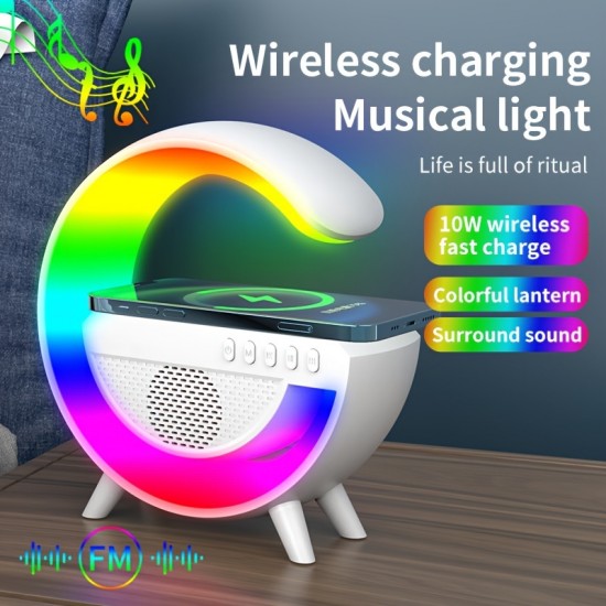 Wireless Charging Speaker - Smart Multi-function Speaker With Wireless Charging, Bedside Lamp, Living Room Table Lamp, Rhythm Light, Bedroom Dormitory Gift