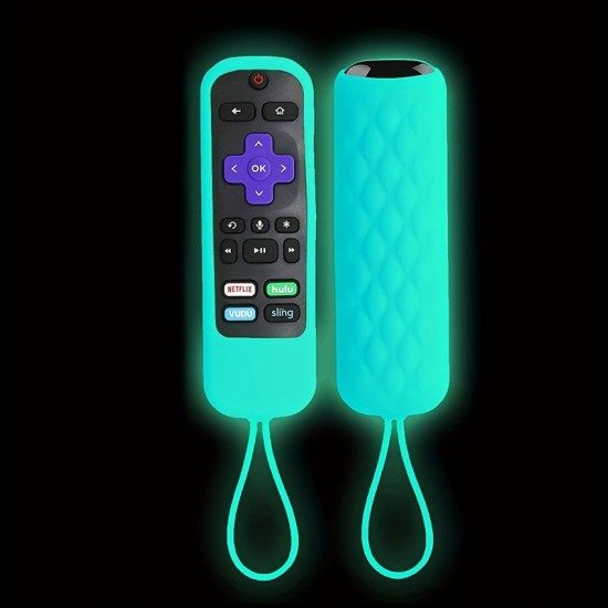 Protective Case For TCL Roku TV Steaming Stick 3600R/3800/3900 Remote, Silicone Cover For Roku Voice/Express/Premiere Remote Controller Skin, Sleeve Protector-Glow Green,Glow Blue