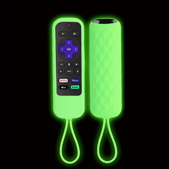 Protective Case For TCL Roku TV Steaming Stick 3600R/3800/3900 Remote, Silicone Cover For Roku Voice/Express/Premiere Remote Controller Skin, Sleeve Protector-Glow Green,Glow Blue