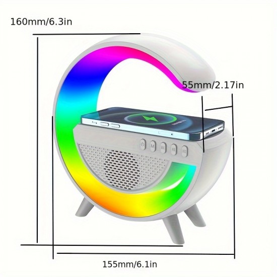 1pc Smart Bedside Atmosphere Night Light Mobile Phone Wireless Charger Wireless Speaker, Three-in-one Smart Wireless Charger Colorful RGB Atmosphere Night Light, Gift For Family Friends Kids