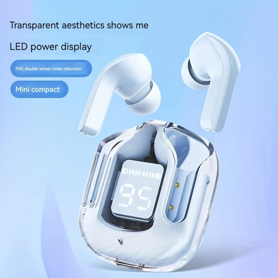 TWS True Wireless Audio Earphones, Macaron Color Scheme, High-definition Transparent LED Display Screen, Wearable Lanyard, In Ear Earphones, High Battery Life, No Call Delay