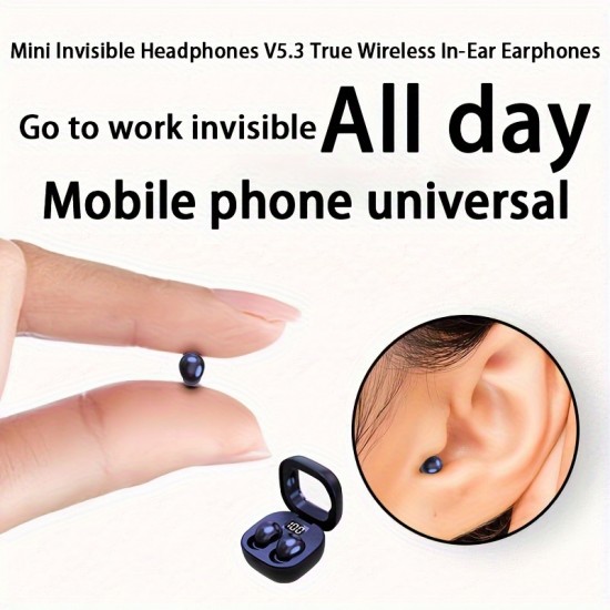 Mini Headphones 5.3 True Wireless In-Ear Earphones, Noise Cancelling,Invisible,HiFi Sound Quality, Sport,sport,sleep, In-Class Invisible Wear