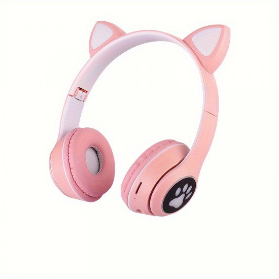 Wireless Headphones With Mic, Led Light Up Cat Over Ear Wireless Headphones For IPad/Tablet/PC/School, Birthday Gifts For Girls