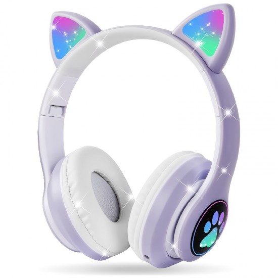 Wireless Headphones With Mic, Led Light Up Cat Over Ear Wireless Headphones For IPad/Tablet/PC/School, Birthday Gifts For Girls