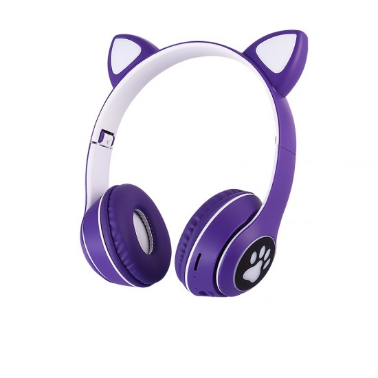 Wireless Headphones With Mic, Led Light Up Cat Over Ear Wireless Headphones For IPad/Tablet/PC/School, Birthday Gifts For Girls