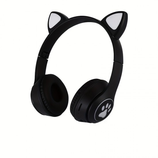 Wireless Headphones With Mic, Led Light Up Cat Over Ear Wireless Headphones For IPad/Tablet/PC/School, Birthday Gifts For Girls