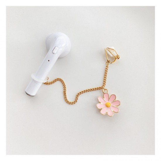 2 Pcs Chrysanthemum-style Headphones - Keep You Safe! Loss-proof Earring Wireless Earphones Protect The Ear Holder Chain With Non-porous Ear Clips