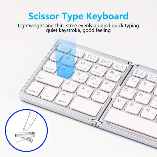 B033 Wireless Three Fold Keyboard Computer Office Mute Ultra-thin Portable Keyboard Three System