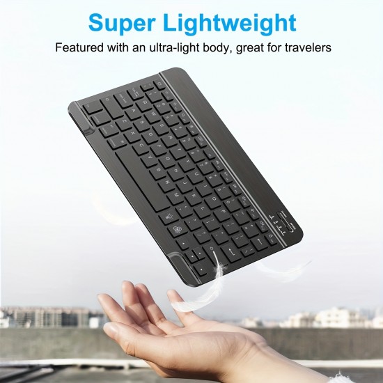 Portable Mini Wireless 10 Inch Keyboard Suitable For IPad, IPad Pro, IPad Mini, IPad Air, Rechargeable Ultra-thin Wireless Keyboard Suitable For IPhone/Samsung Tablet Smartphone For IOS/Android Windows