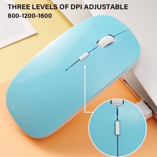 2.4GHz Wireless Mouse 1600 Three-speed DPI Adjustable USB Optical Computer Mouse 2.4G Receiver Ultra-Thin Mouse Suitable For MacBook Pro/MacBook Air/Mac/iPad/IPhone Tablet Phone For Windows Android Portable Mute Button