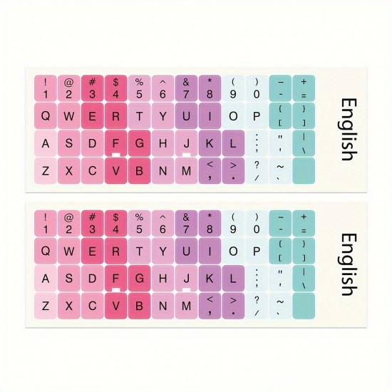 2pcs Colorful Universal Keyboard Stickers, Computer Keyboard Replacement Decals, Keyboard Letter Stickers - Strong Adhesive, Non-falling