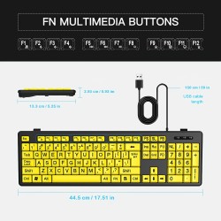 USB Wired Large Character Yellow Keyboard Suitable For Elderly People With Presbyopia For Office And Home Use