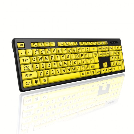 USB Wired Large Character Yellow Keyboard Suitable For Elderly People With Presbyopia For Office And Home Use