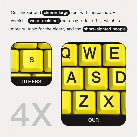 USB Wired Large Character Yellow Keyboard Suitable For Elderly People With Presbyopia For Office And Home Use