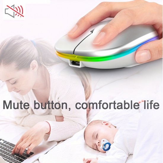 Rechargeable Wireless Mouse Computer Mouse Ergonomic Usb Mouse Silent Mouse With Backlight RGB Mice For Laptop PC