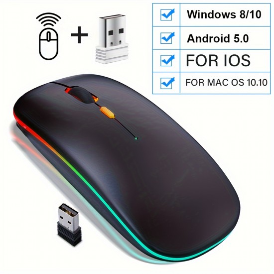 Rechargeable 5.2 BT Wireless Mouse - Compatible with Macbook Air, Xiaomi Pro Mouse, Matebook Laptop, IPad Tablet, MatePad