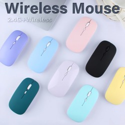 Plain Color Rechargeable Wireless Mouse 1600 DPI USB Suitable For MacBook Pro/Air Laptop Desktop Computer Suitable For Mac/iPad/iPhone Tablet Mobile Phone, For Windows/Android, Portable Silent 2.4G Dual Modes Mouse