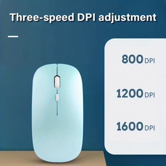 Plain Color Rechargeable Wireless Mouse 1600 DPI USB Suitable For MacBook Pro/Air Laptop Desktop Computer Suitable For Mac/iPad/iPhone Tablet Mobile Phone, For Windows/Android, Portable Silent 2.4G Dual Modes Mouse