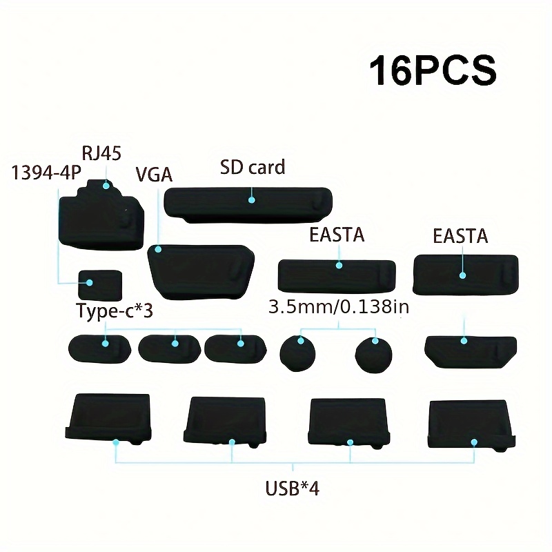 16pcs universal notebook laptop anti dust plug protective dust stopper plug usb computer dustproof protector details 0