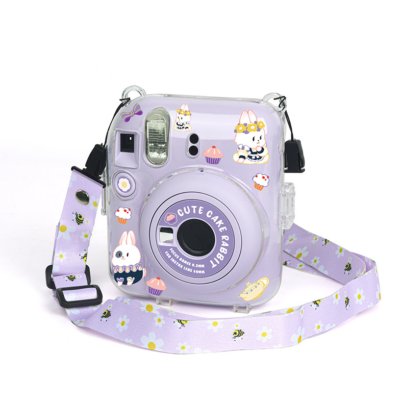 clear case compatible with polaroid instax mini12 only crystal case includes photo transparent storage box strap sticker details 7