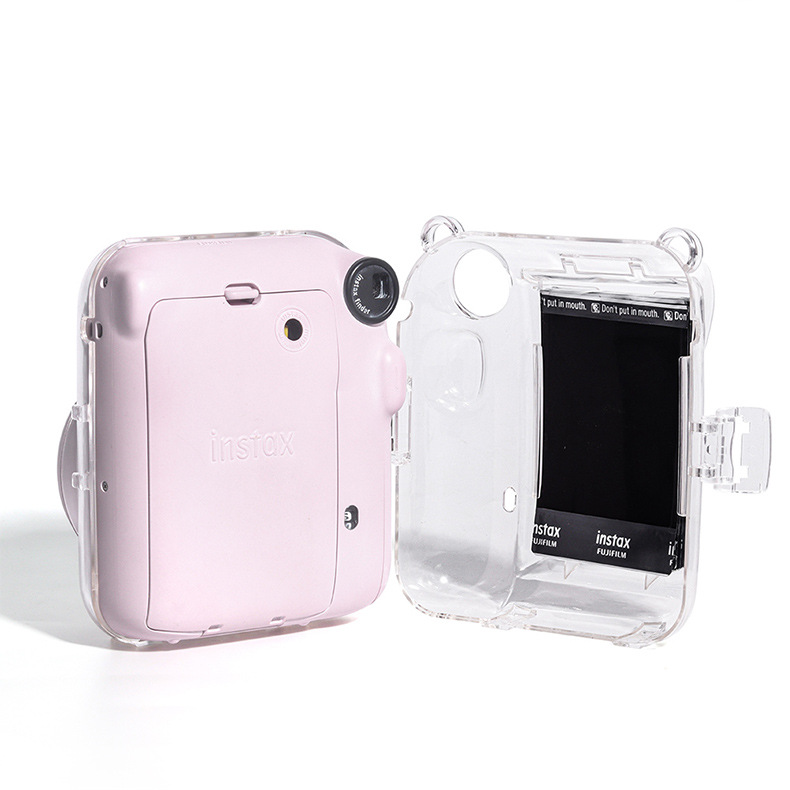 clear case compatible with polaroid instax mini12 only crystal case includes photo transparent storage box strap sticker details 9