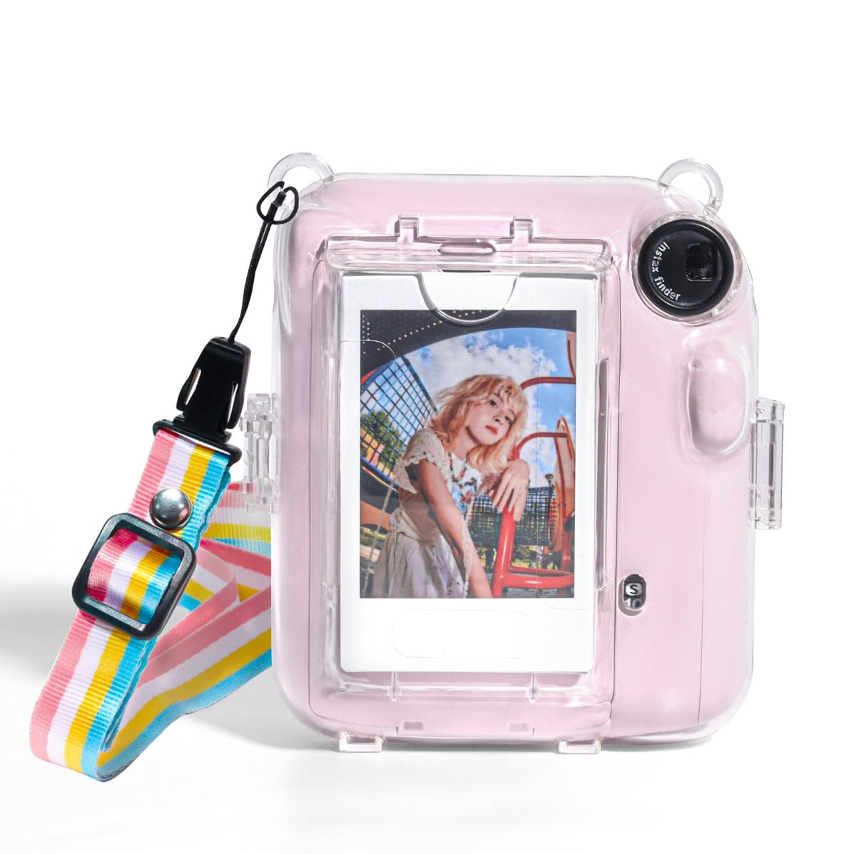 clear case compatible with polaroid instax mini12 only crystal case includes photo transparent storage box strap sticker details 14