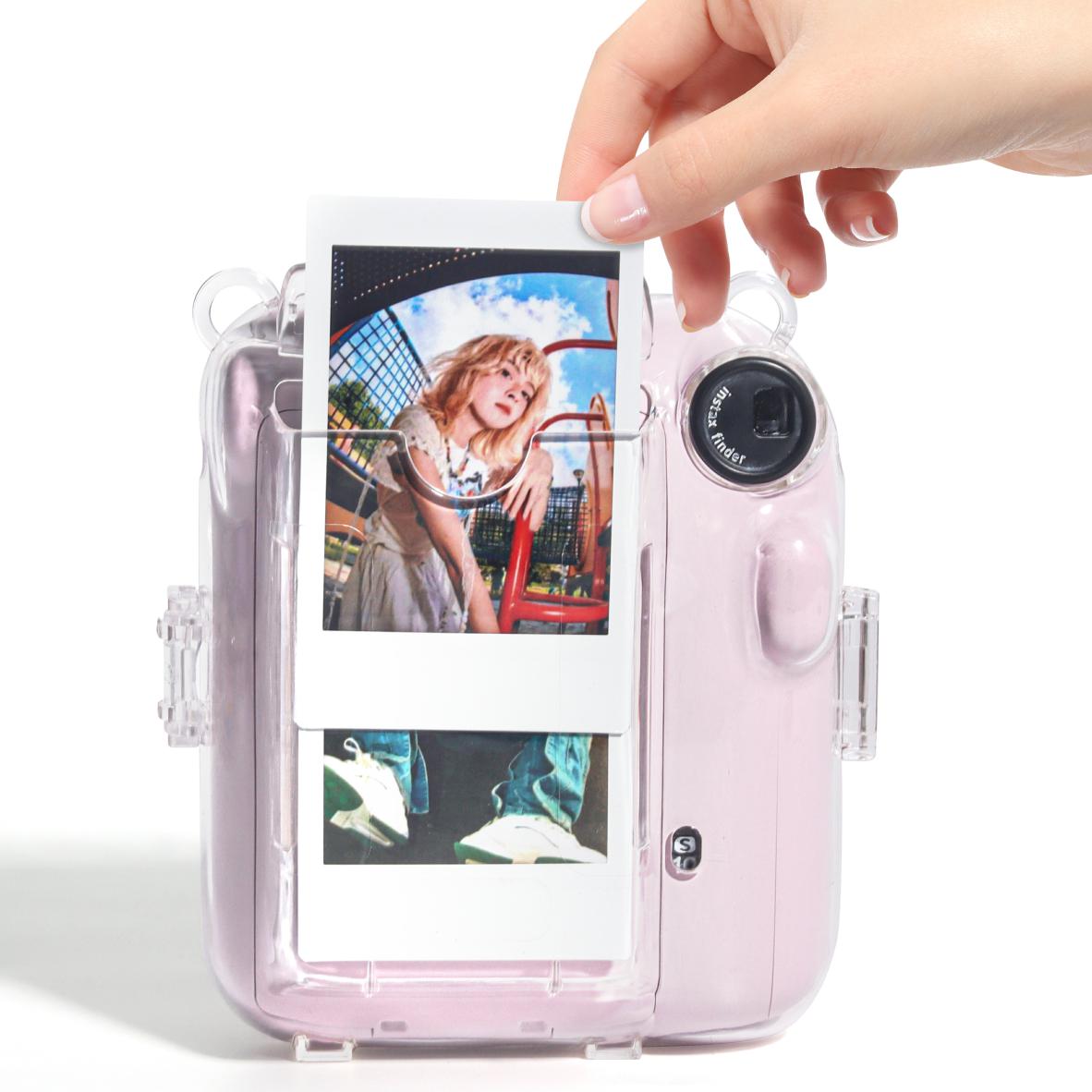 clear case compatible with polaroid instax mini12 only crystal case includes photo transparent storage box strap sticker details 15