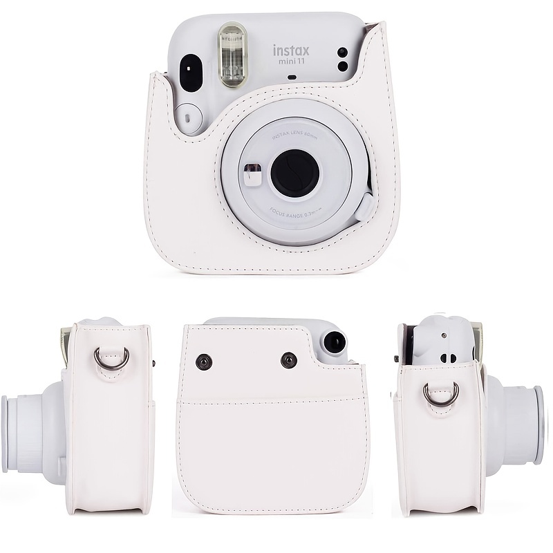 instax mini 11 camera case pu leather bag with pocket and adjustable shoulder strap without camera details 2