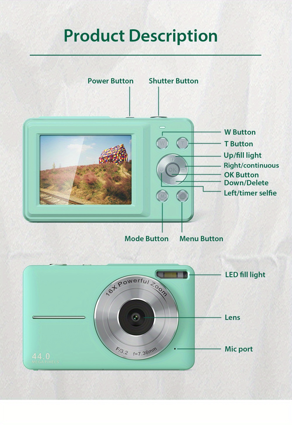 student digital camera 16x zoom 2 4 inch screen student mini digital camera with 32g memory card details 8