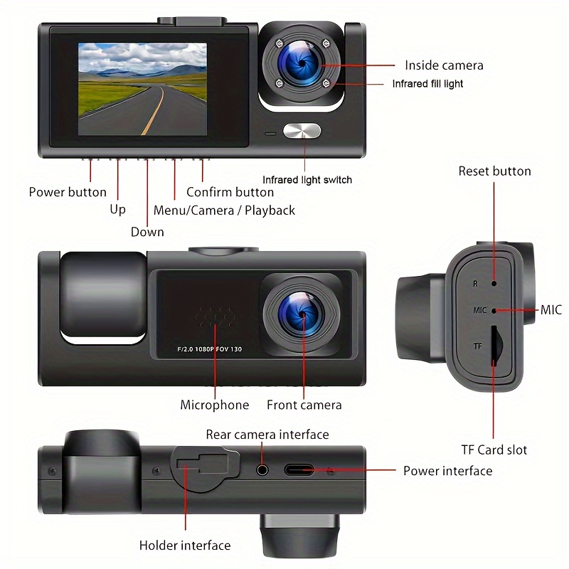 1080p camera dash cam w ir night vision loop recording 2 ips screen details 3