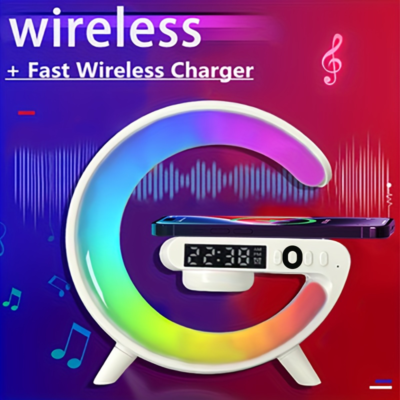 Multi-functional Wireless Charger Pad Stand Speaker TF RGB Night Light 15W Fast Charging Station For Smartphone details 1