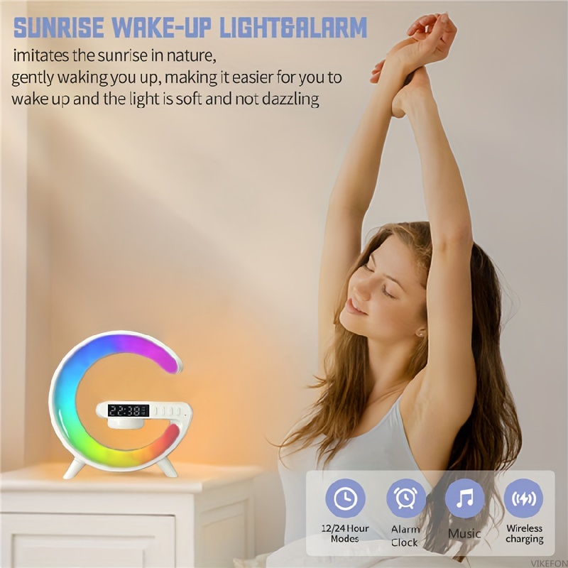 Multi-functional Wireless Charger Pad Stand Speaker TF RGB Night Light 15W Fast Charging Station For Smartphone details 9