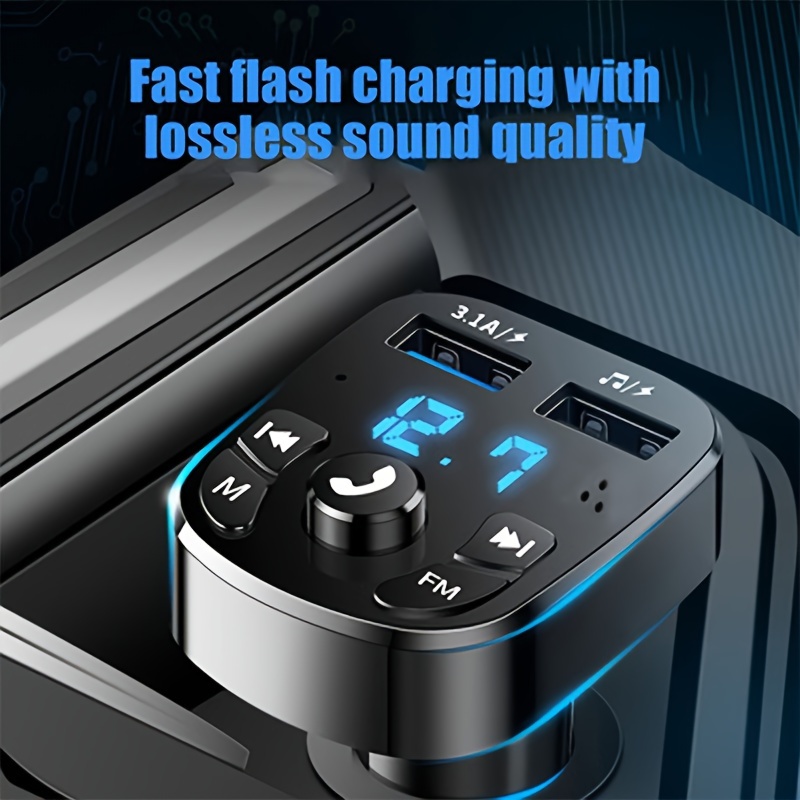 car mp3 player dual usb fast charger fm receiver wireless compatible 5 0 fm transmitter usb flash drive plug car kit details 1