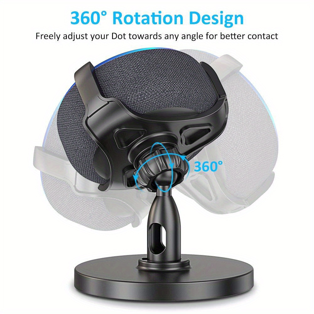 stand, stand for echo dot 3rd generation 360 adjustable table holder space saving dot accessories with cable management non muffled sound original outlet bracket mount for smart home speaker black white details 0