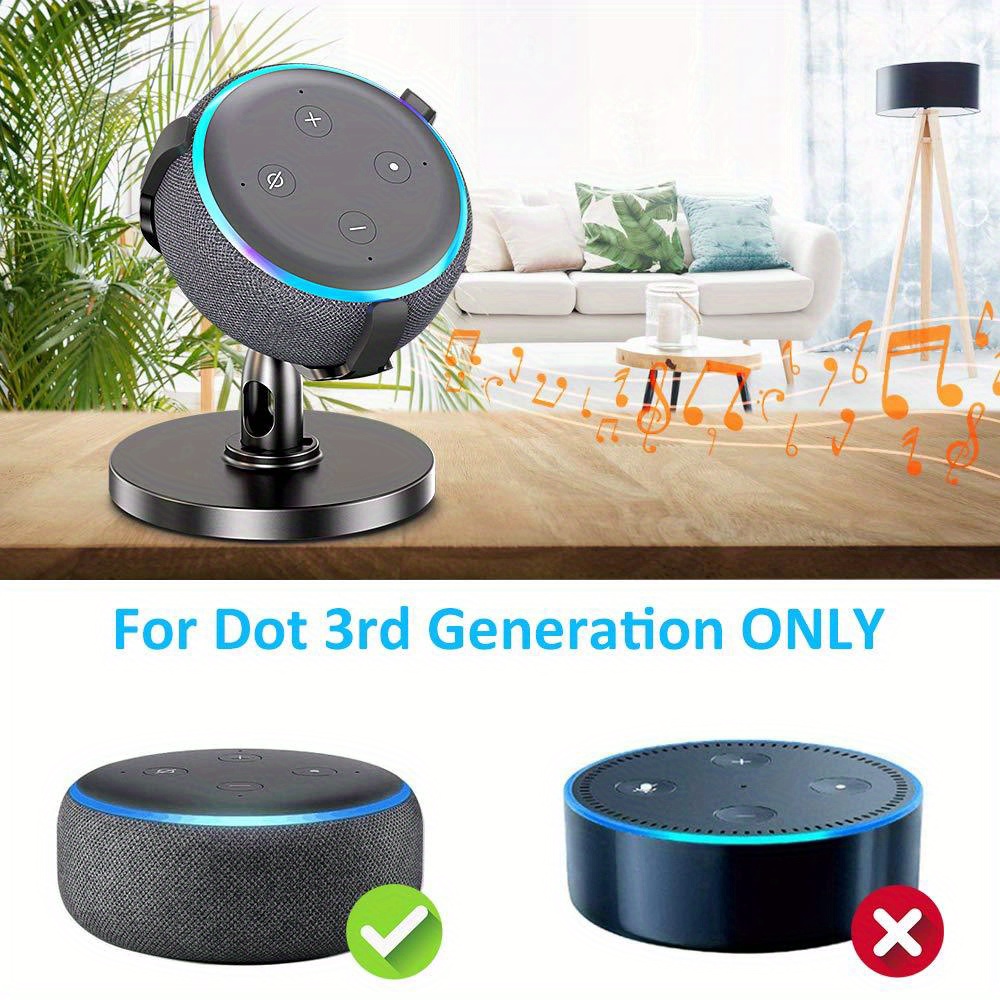 stand, stand for echo dot 3rd generation 360 adjustable table holder space saving dot accessories with cable management non muffled sound original outlet bracket mount for smart home speaker black white details 1