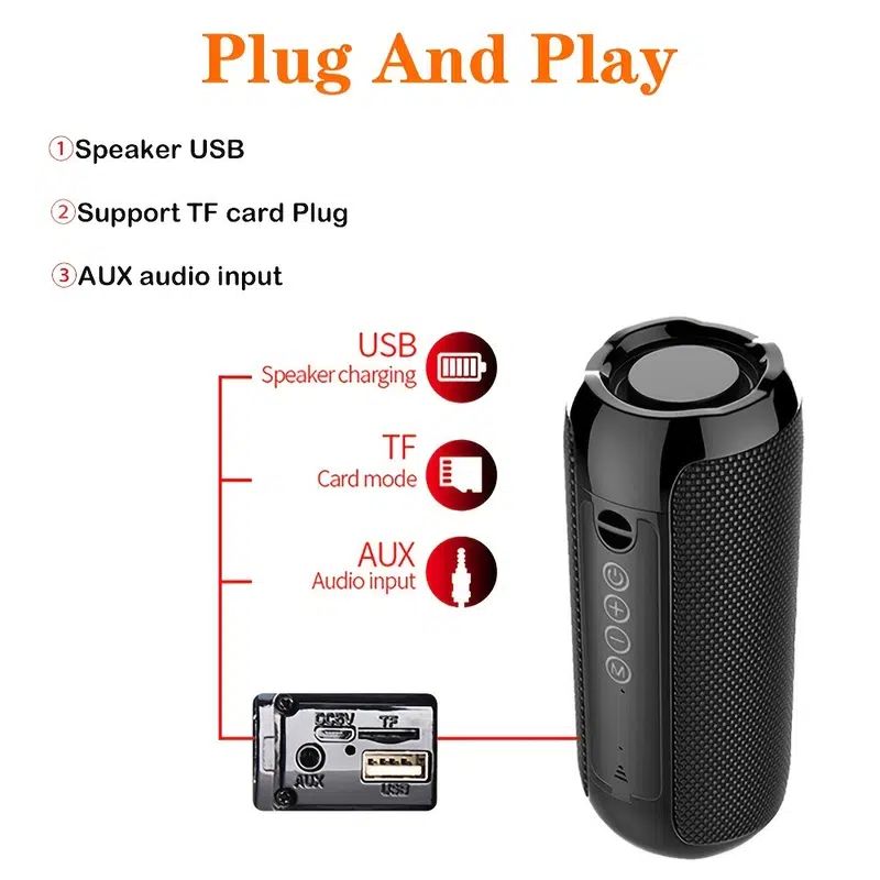 portable wireless bass speaker enjoy music anywhere with t gs charging cable aux cable fm tf usb plug in card details 6